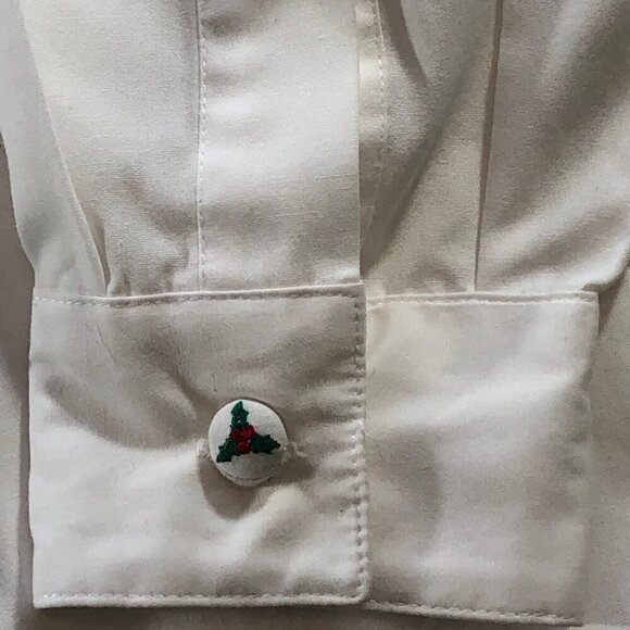Pendleton Knockabout Women's Vintage White Christmas Embroidered Blouse Size 6 - Picture 4 of 13